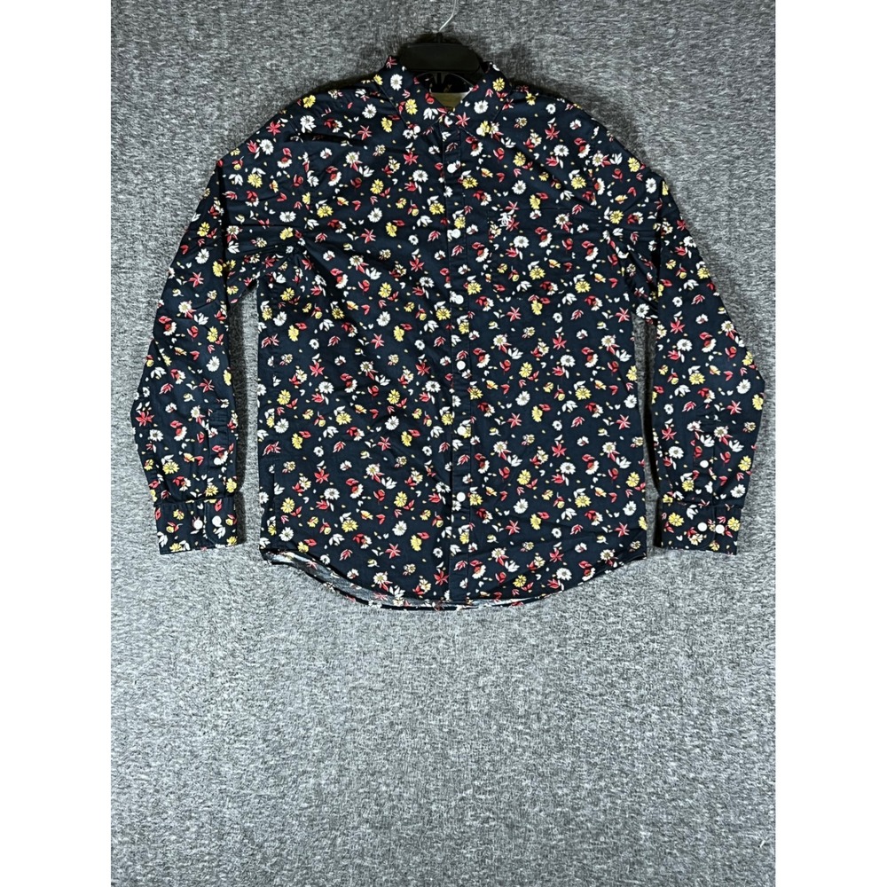 Original Penguin Mens Navy Blue Floral Long Sleeve Button Down Shirt Size M
